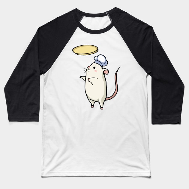 Super cute kawaii mouse gerbil making a pizza Baseball T-Shirt by kawaii creatures